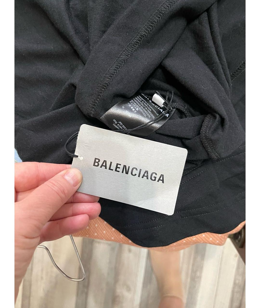 BALENCIAGA Черная хлопковая футболка, фото 5