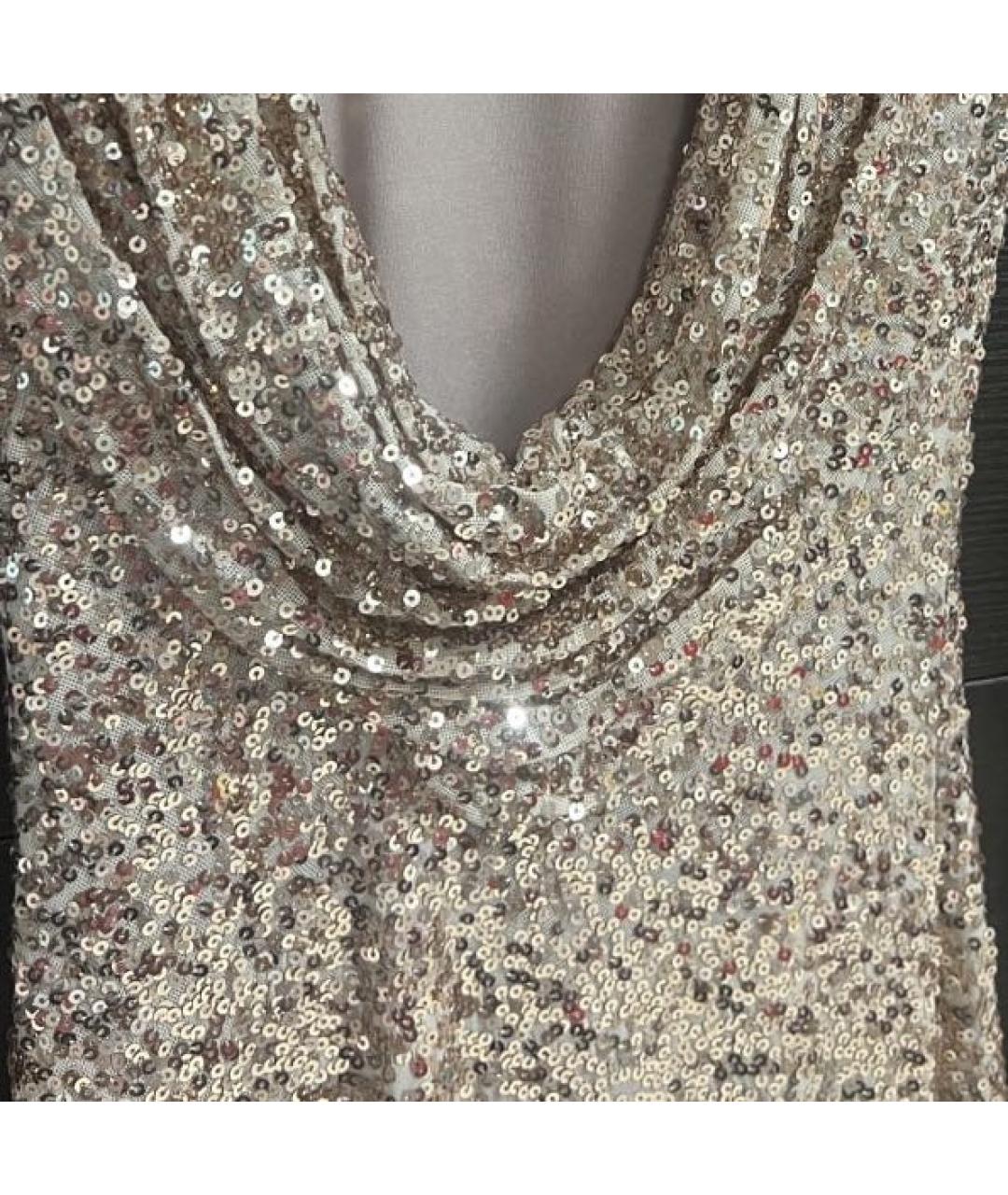 BADGLEY MISCHKA Золотое полиэстеровое вечернее платье, фото 4