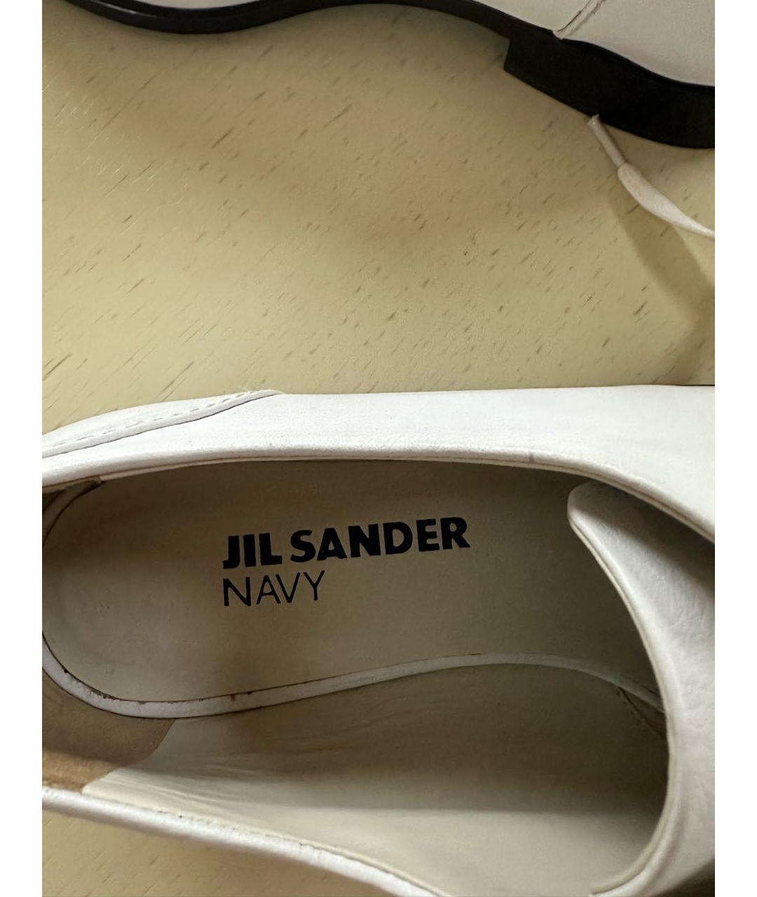 JIL SANDER NAVY Белые кожаные лоферы, фото 3