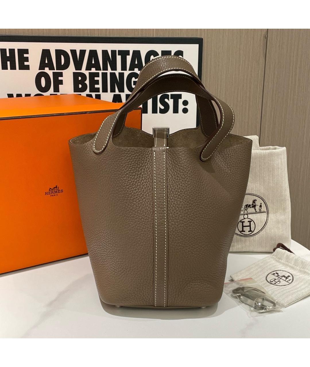 HERMES Коричневая кожаная сумка тоут, фото 3