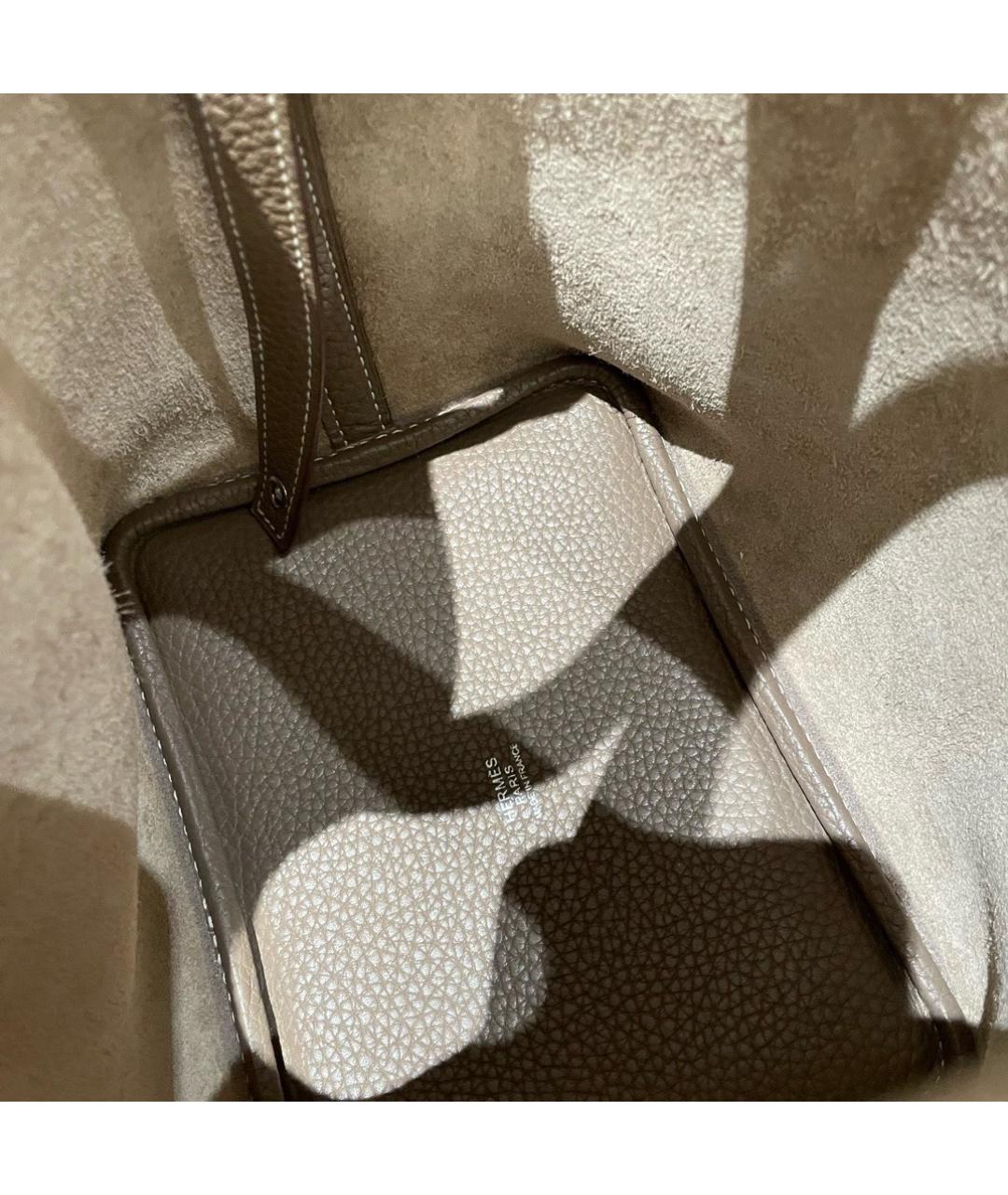 HERMES Коричневая кожаная сумка тоут, фото 7