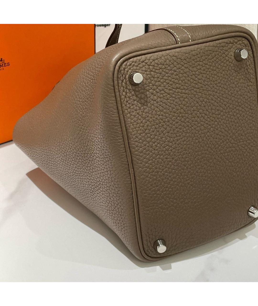 HERMES Коричневая кожаная сумка тоут, фото 5