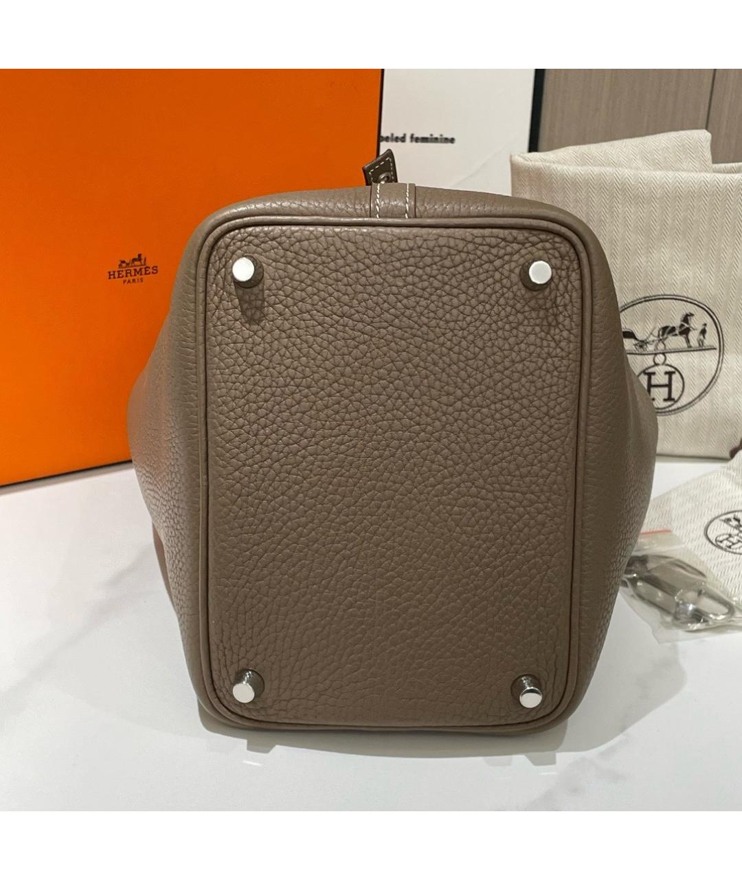 HERMES Коричневая кожаная сумка тоут, фото 4