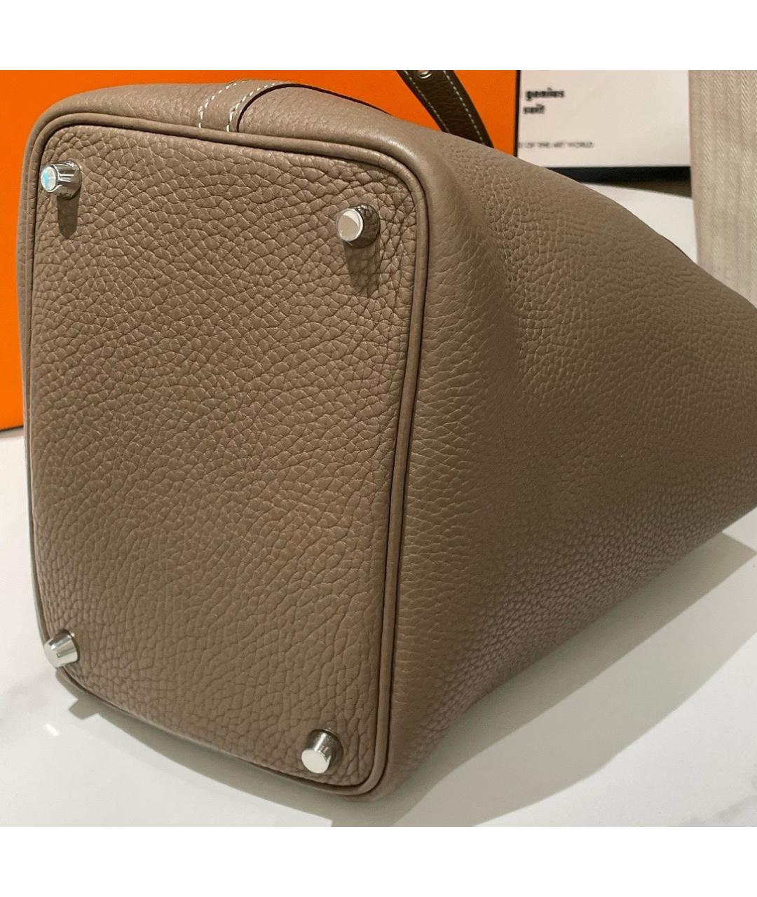 HERMES Коричневая кожаная сумка тоут, фото 6