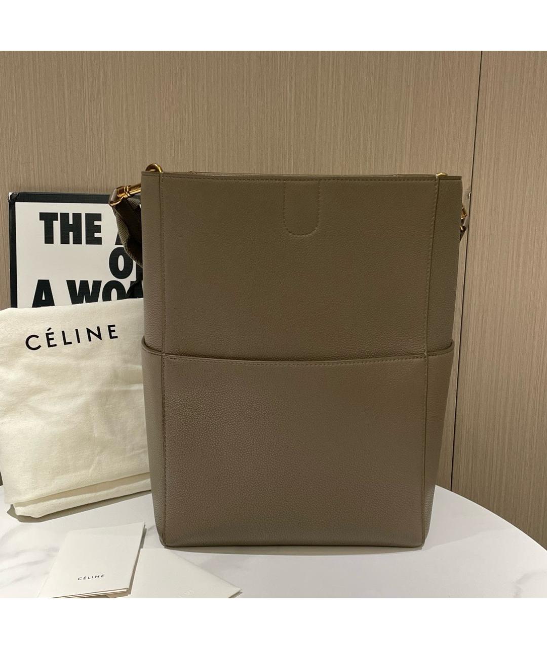 CELINE Коричневая кожаная сумка через плечо, фото 3