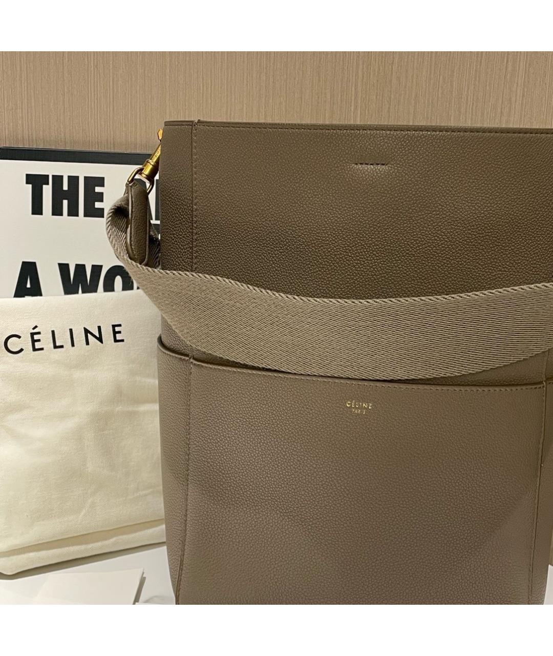 CELINE Коричневая кожаная сумка через плечо, фото 2