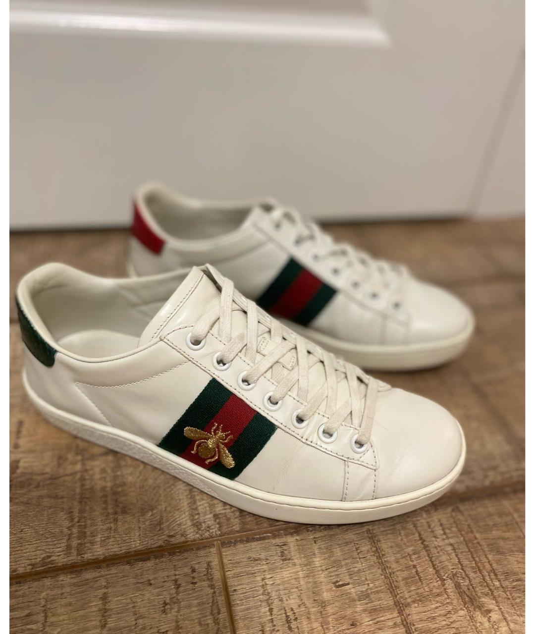 GUCCI Белые кожаные кеды, фото 6