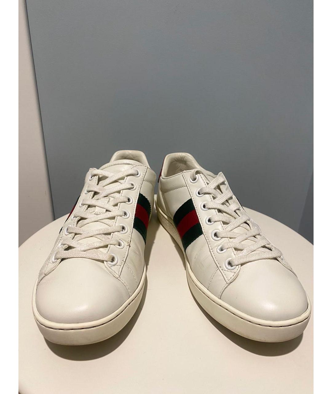 GUCCI Белые кожаные кеды, фото 3