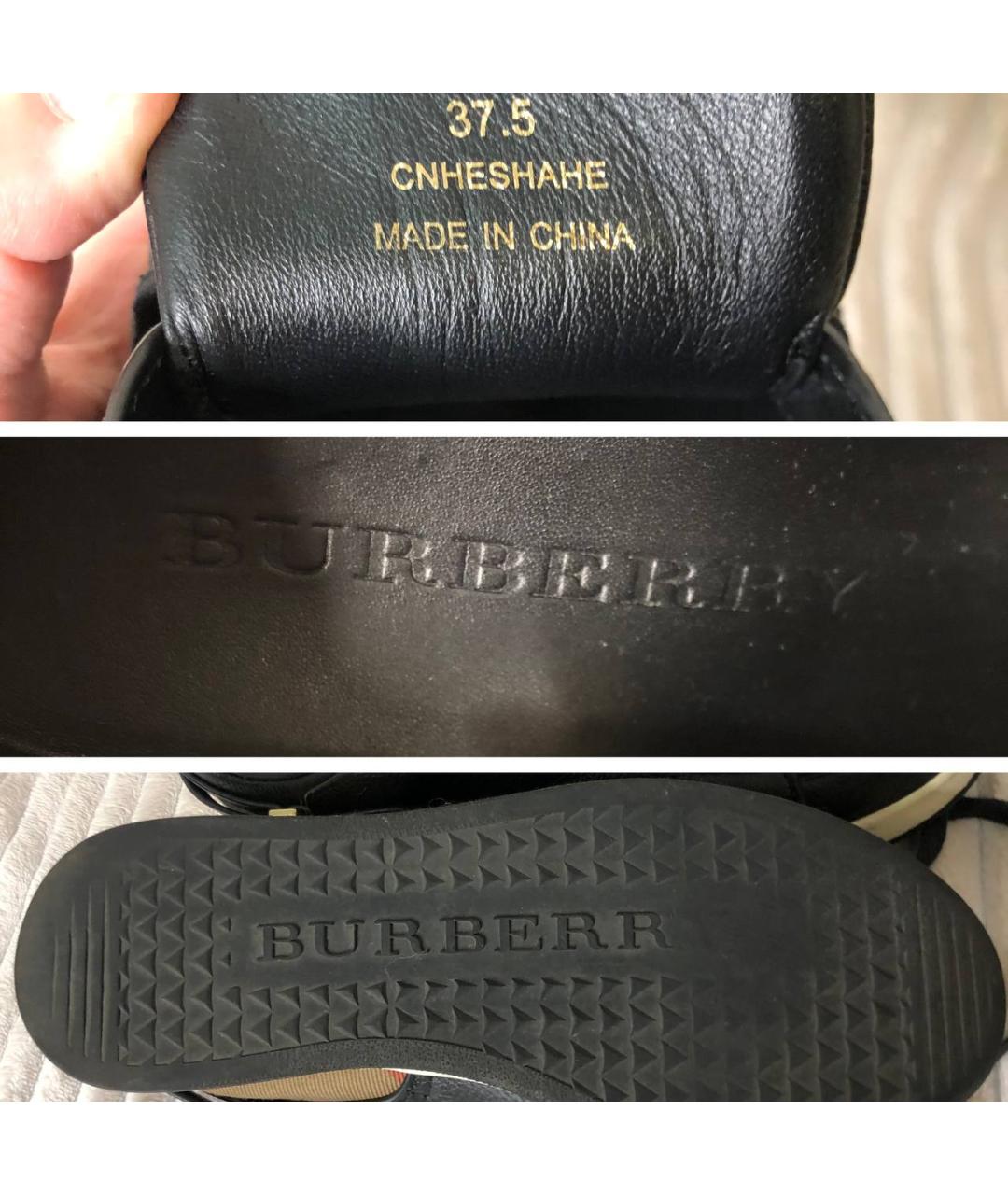 BURBERRY Черные кожаные кеды, фото 6