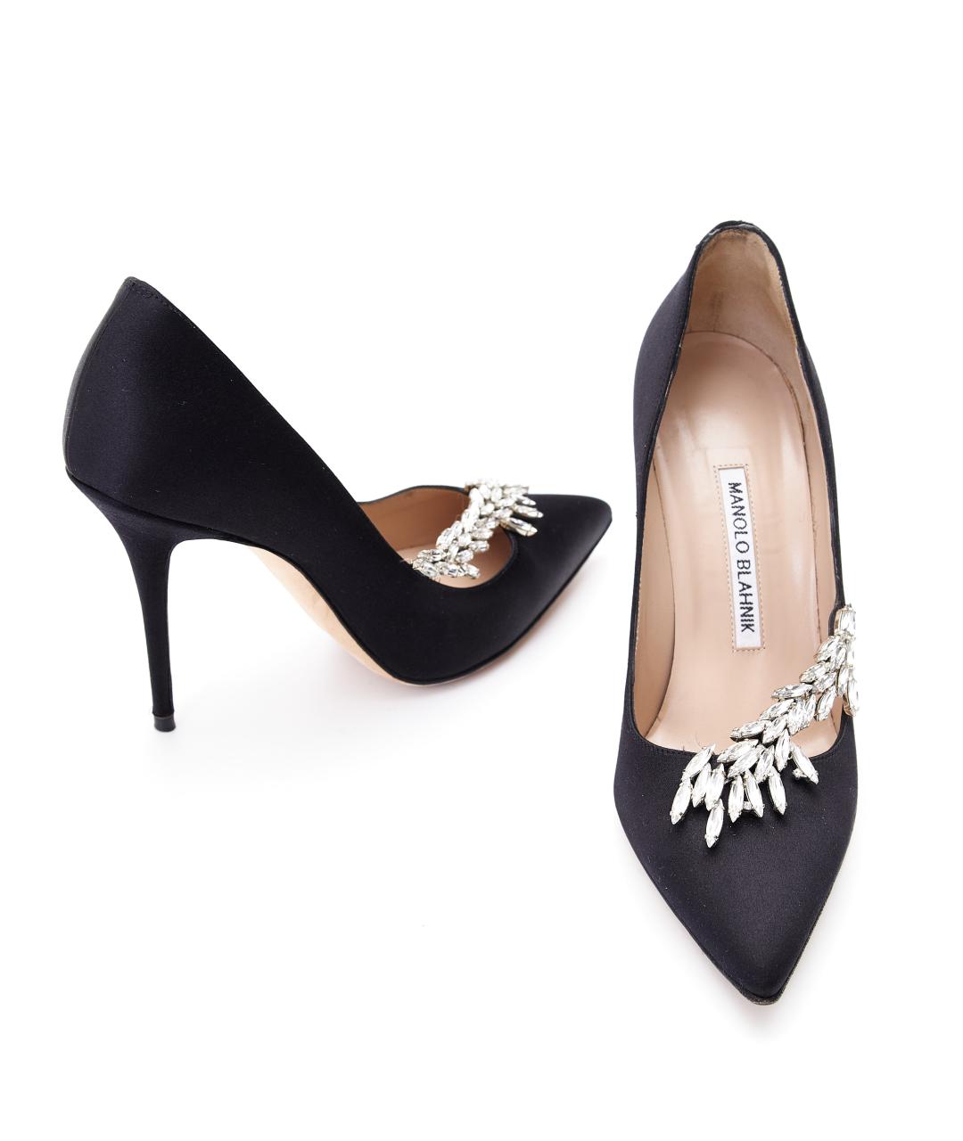MANOLO BLAHNIK Черные текстильные туфли, фото 6