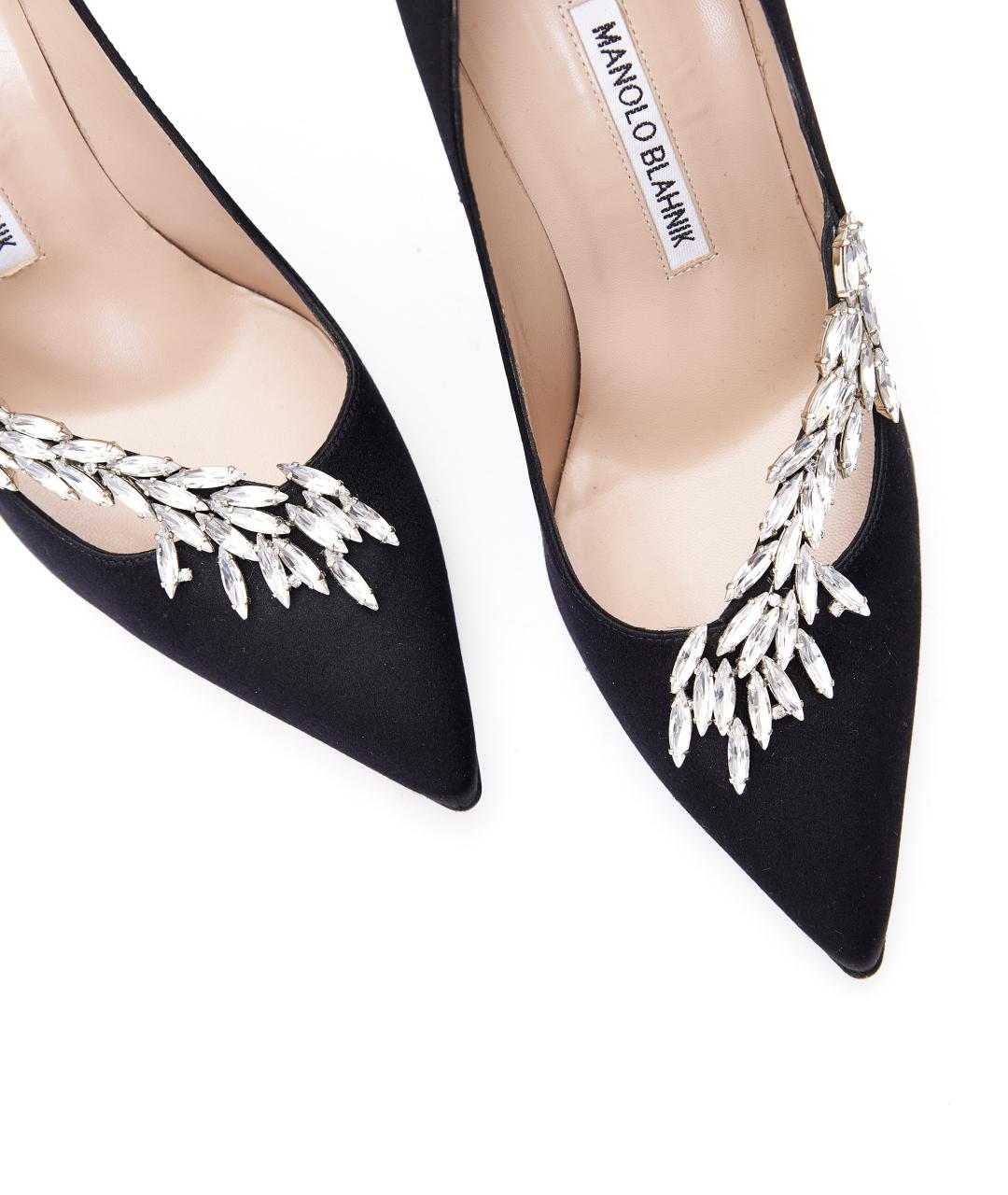 MANOLO BLAHNIK Черные текстильные туфли, фото 4