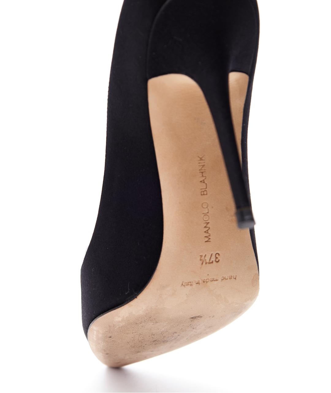 MANOLO BLAHNIK Черные текстильные туфли, фото 7