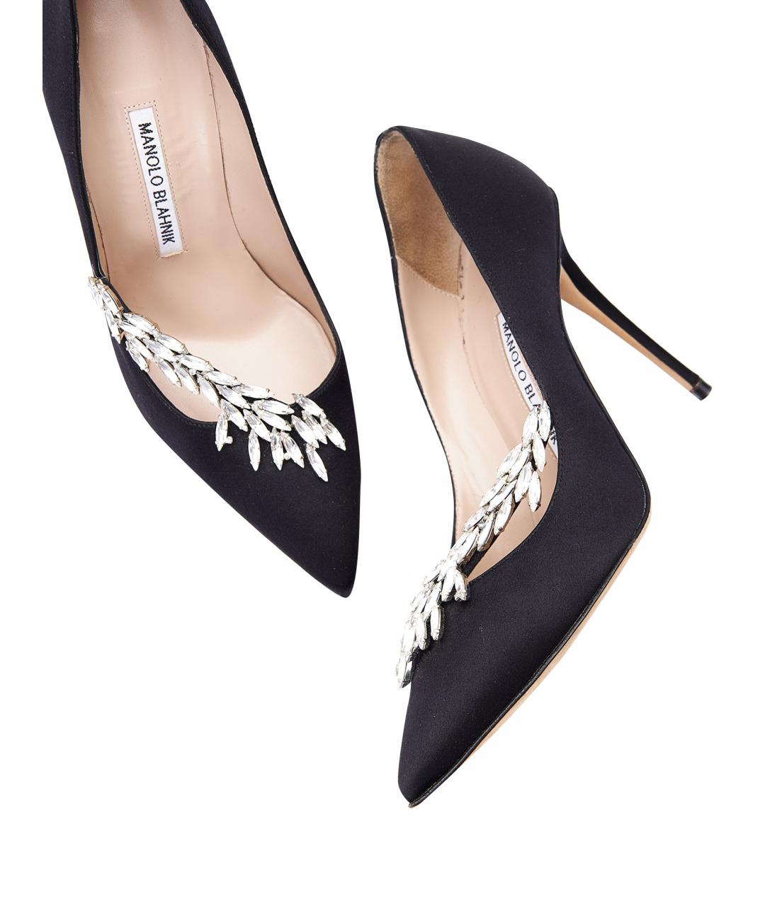 MANOLO BLAHNIK Черные текстильные туфли, фото 10