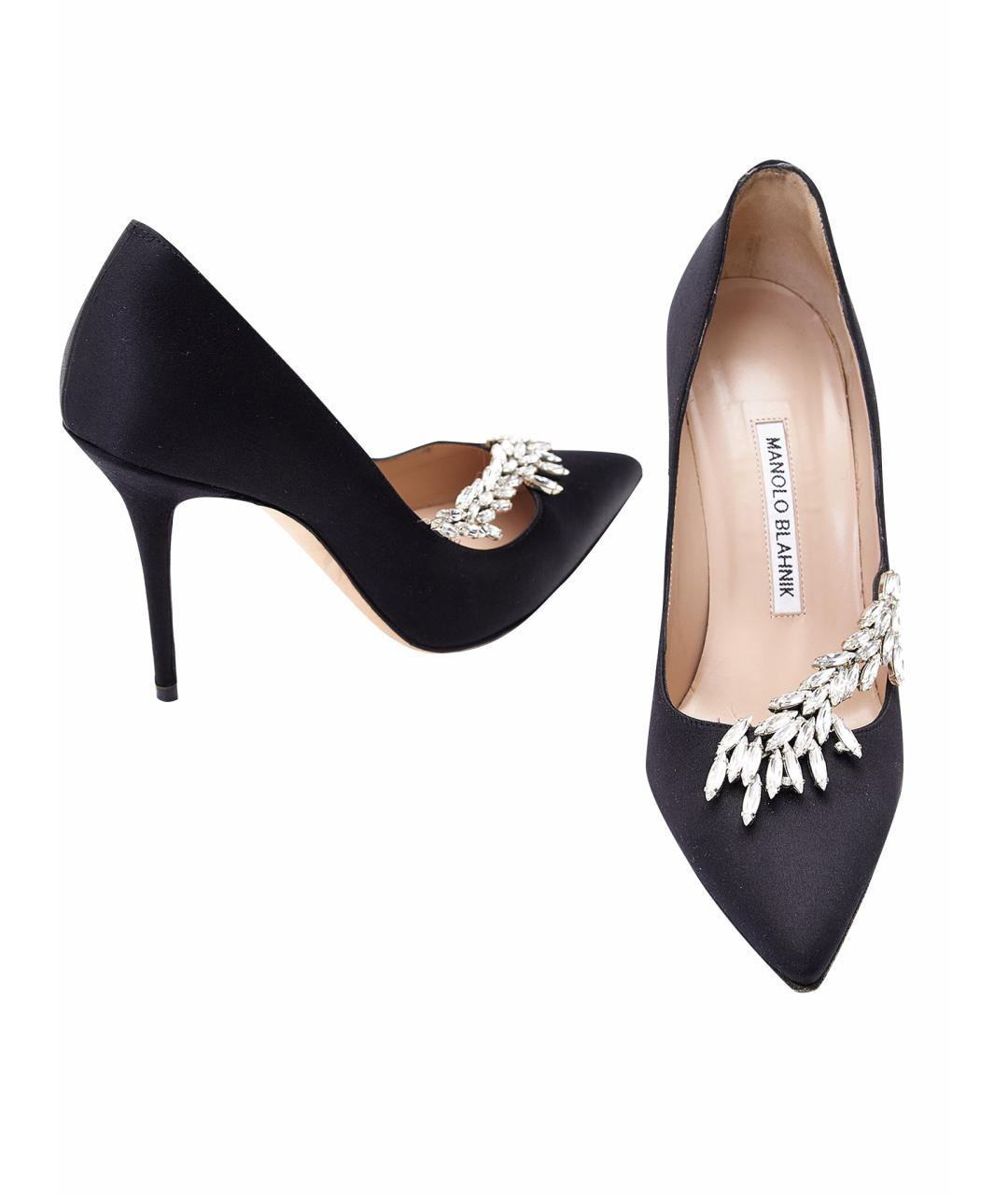 MANOLO BLAHNIK Черные текстильные туфли, фото 9