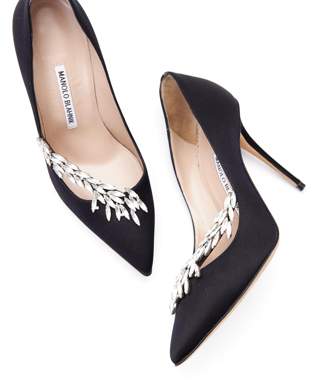 MANOLO BLAHNIK Черные текстильные туфли, фото 5