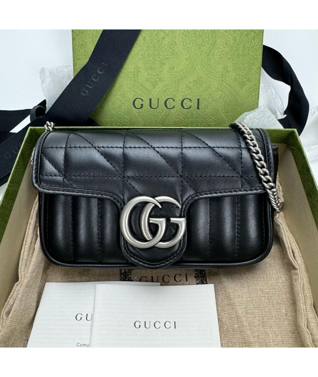 GUCCI Черная кожаная сумка через плечо, фото 8