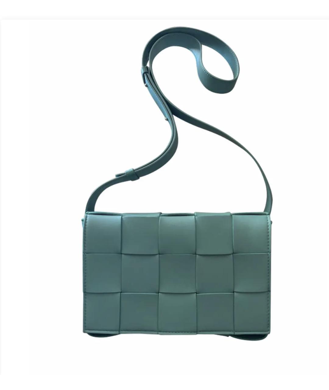 BOTTEGA VENETA Бирюзовая кожаная сумка через плечо, фото 6