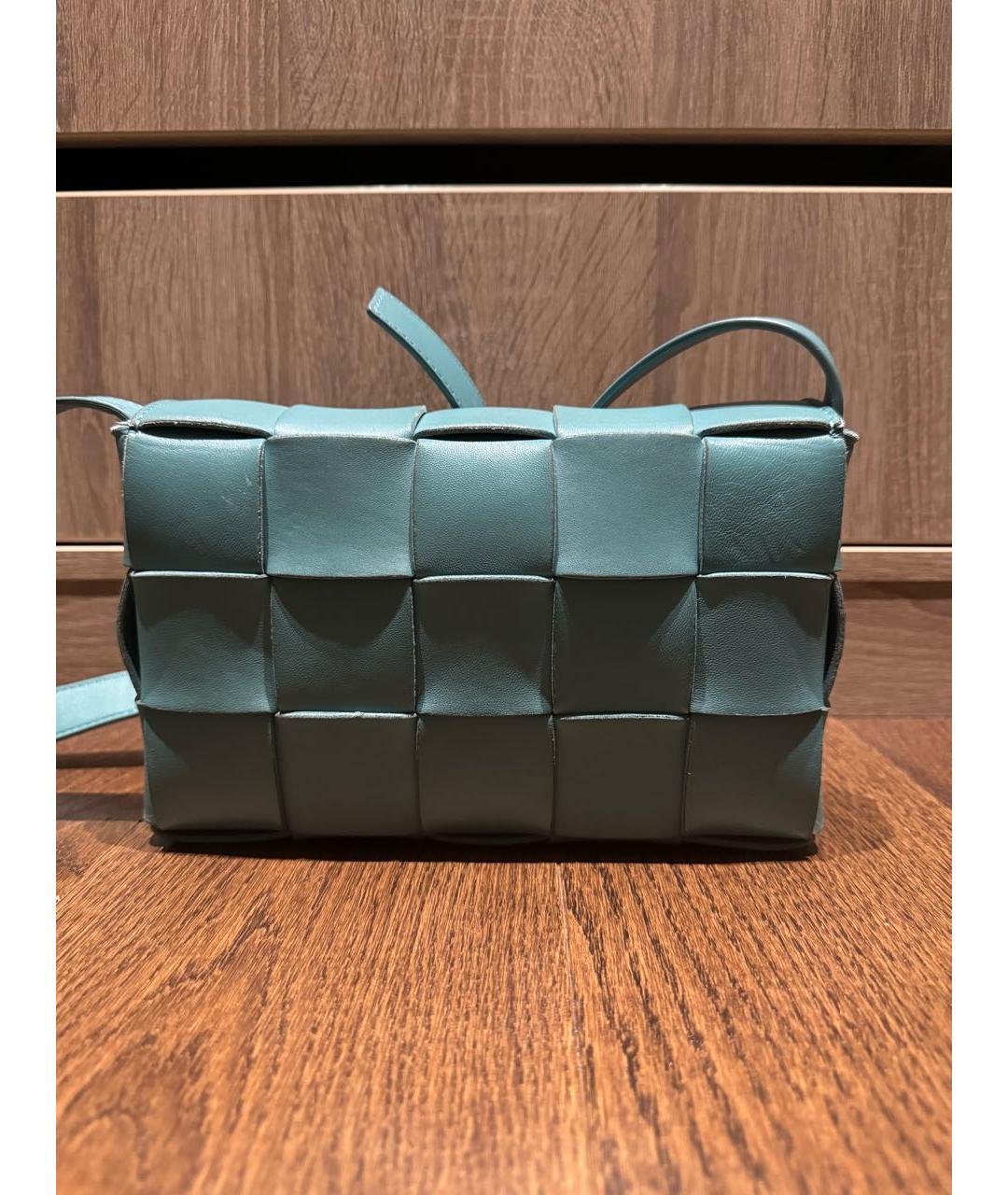 BOTTEGA VENETA Бирюзовая кожаная сумка через плечо, фото 4