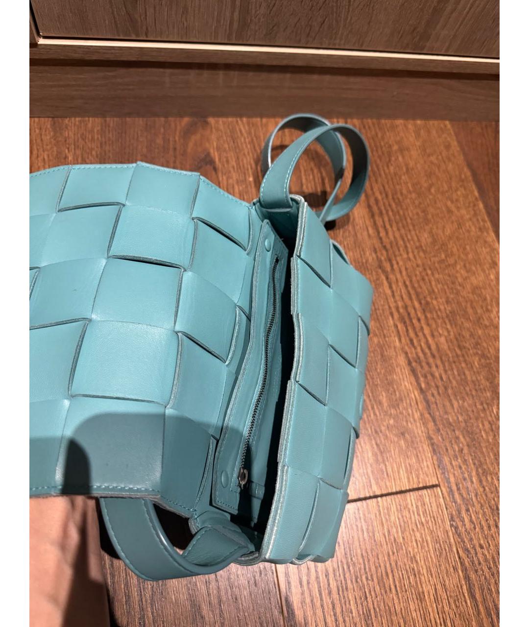 BOTTEGA VENETA Бирюзовая кожаная сумка через плечо, фото 5
