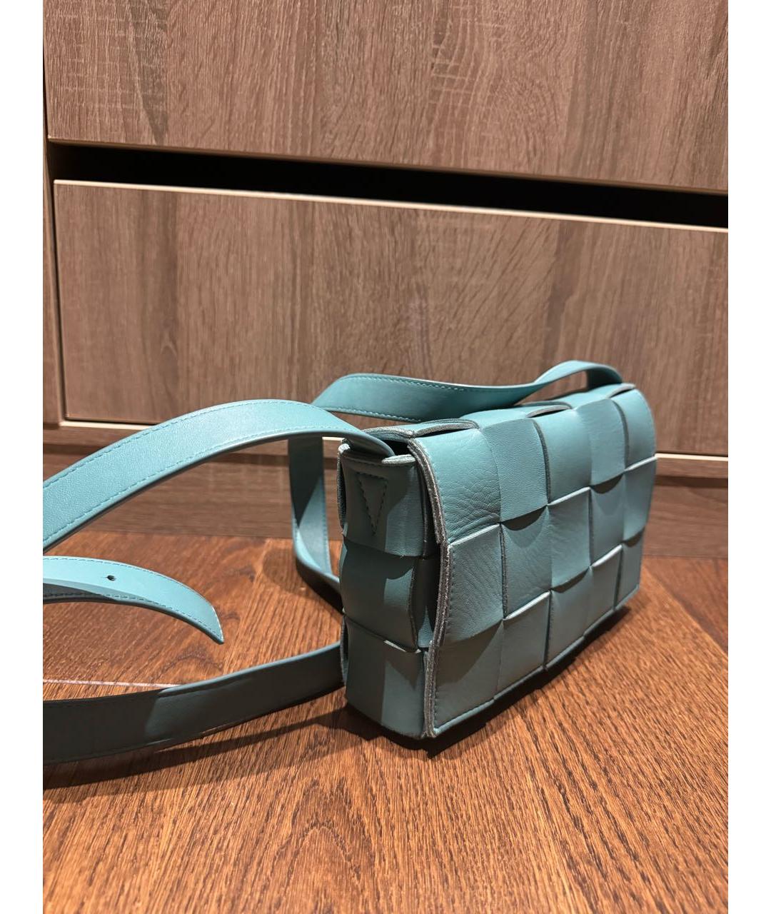 BOTTEGA VENETA Бирюзовая кожаная сумка через плечо, фото 3