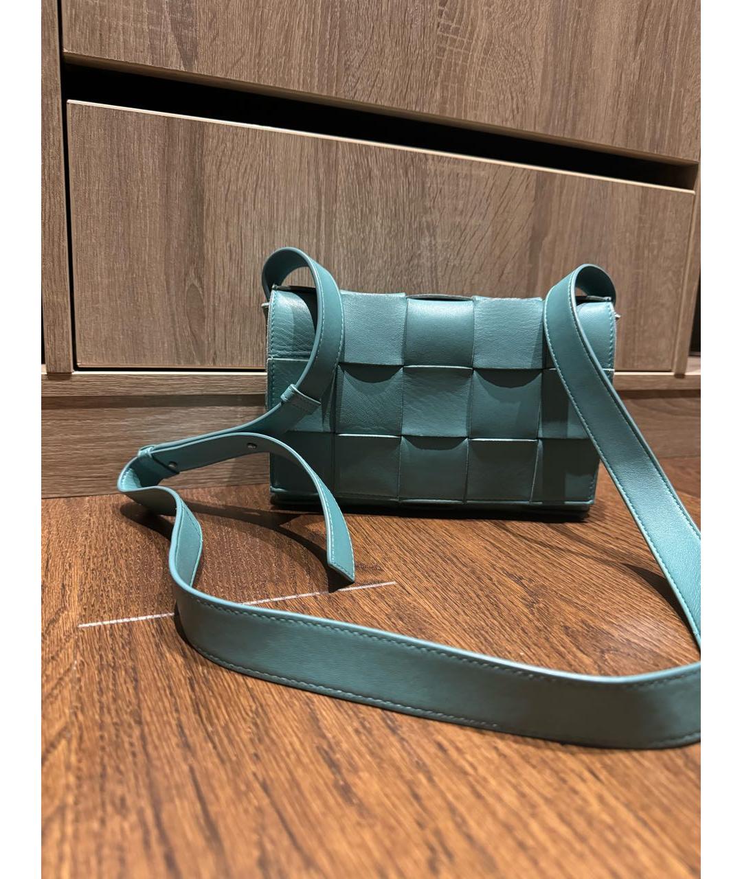 BOTTEGA VENETA Бирюзовая кожаная сумка через плечо, фото 2
