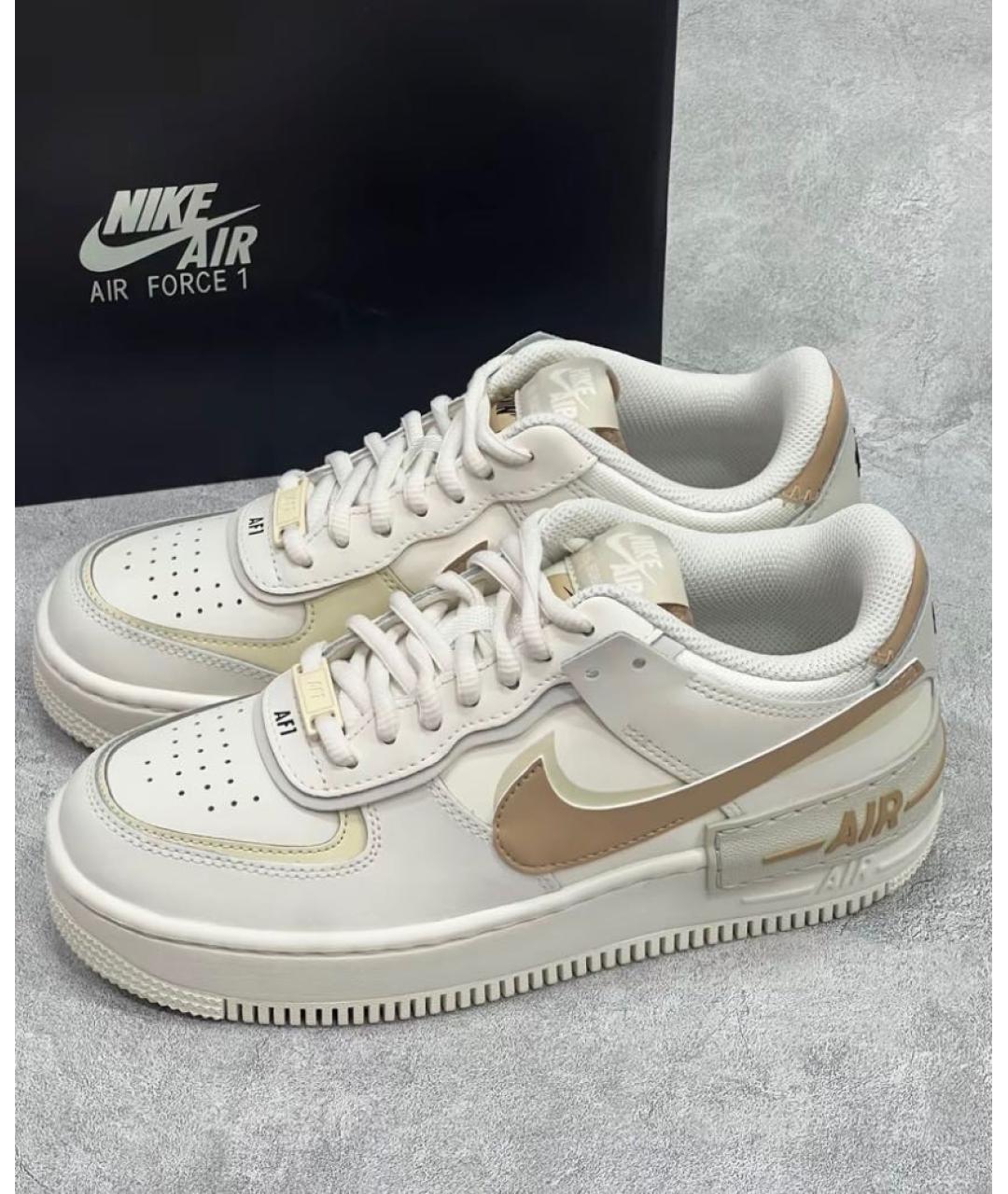 NIKE Бежевые кожаные кеды, фото 5