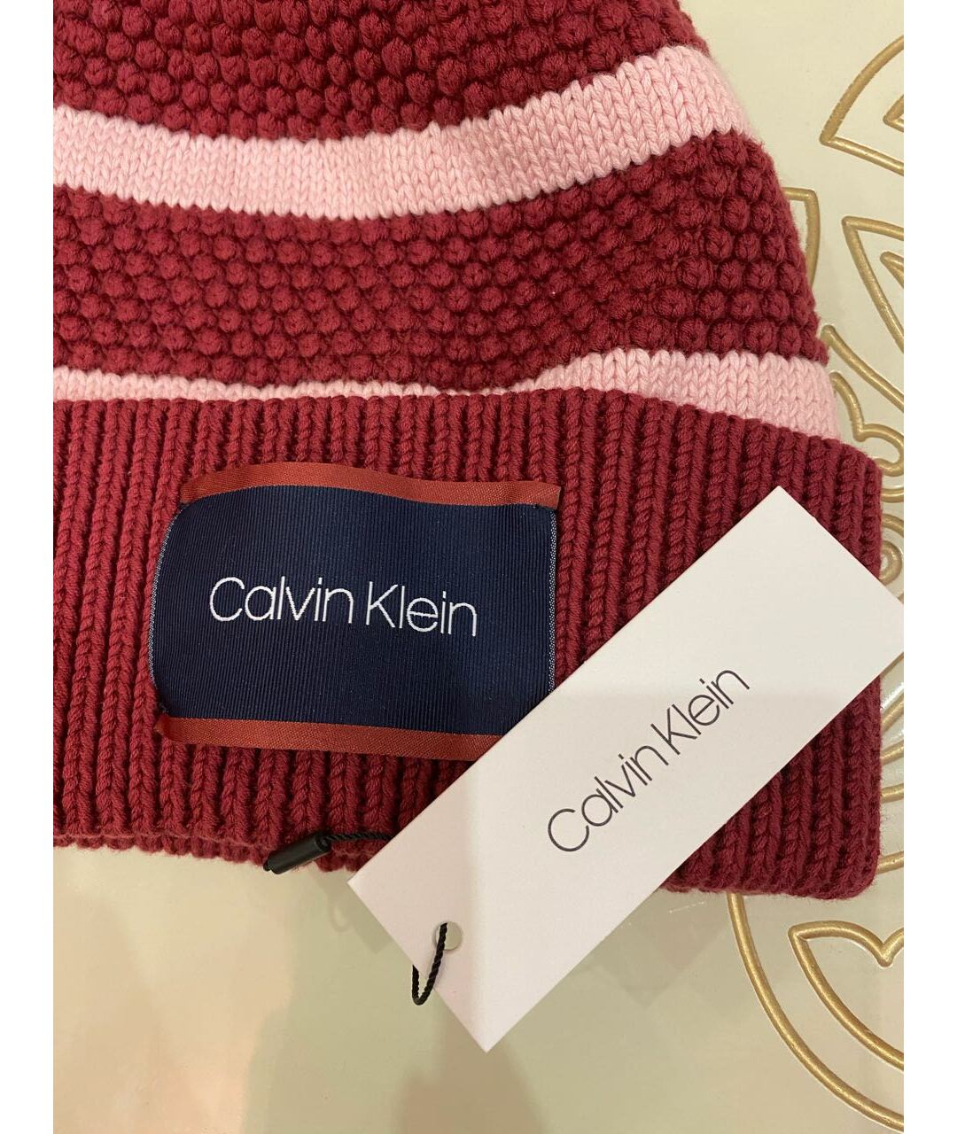 CALVIN KLEIN Бордовая шерстяная шапка, фото 3