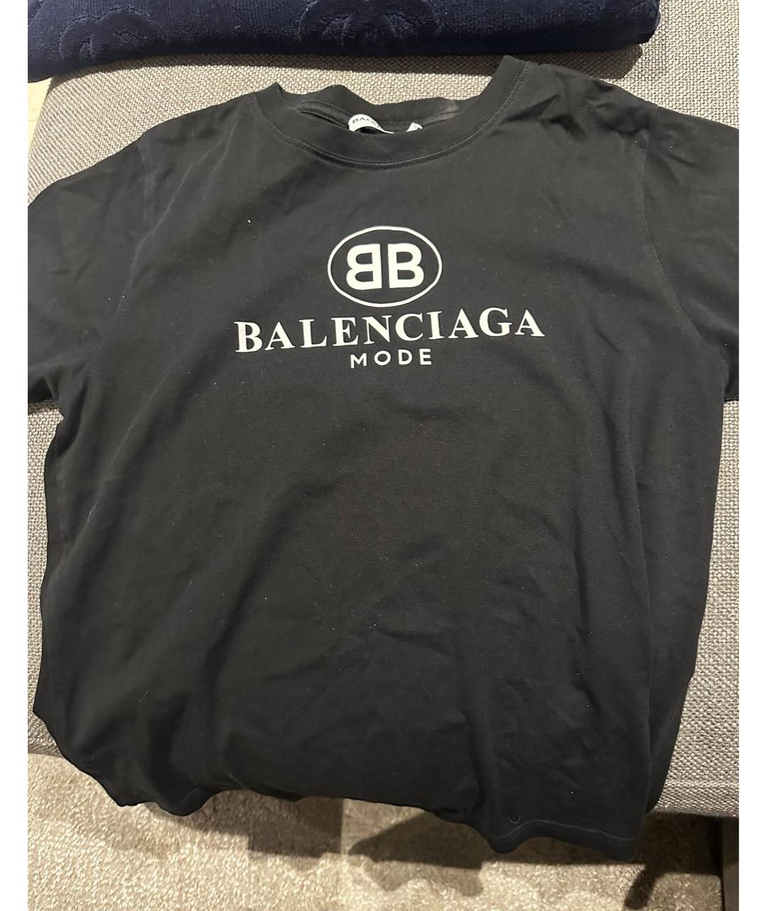 BALENCIAGA Черная хлопковая футболка, фото 3