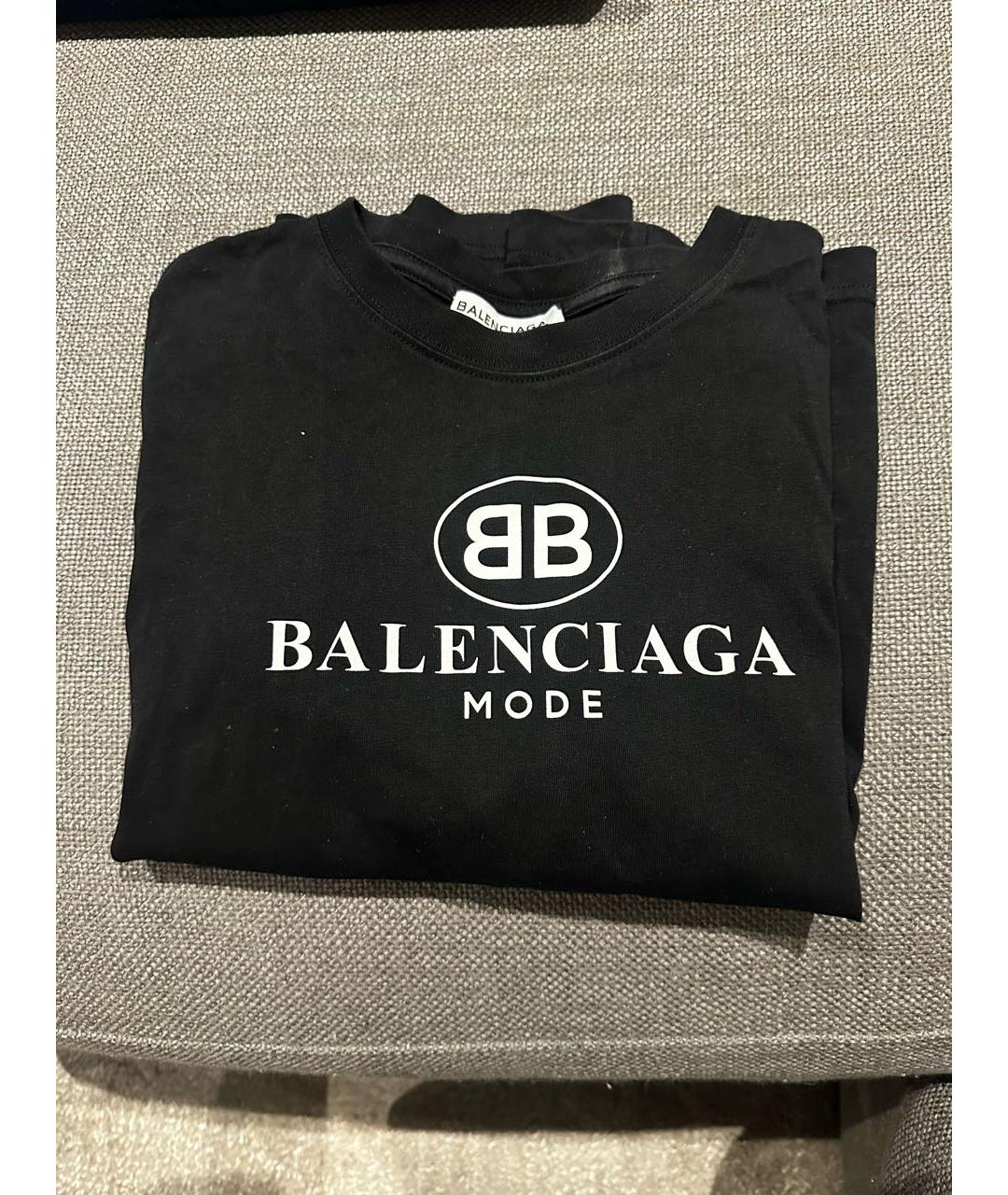 BALENCIAGA Черная хлопковая футболка, фото 4