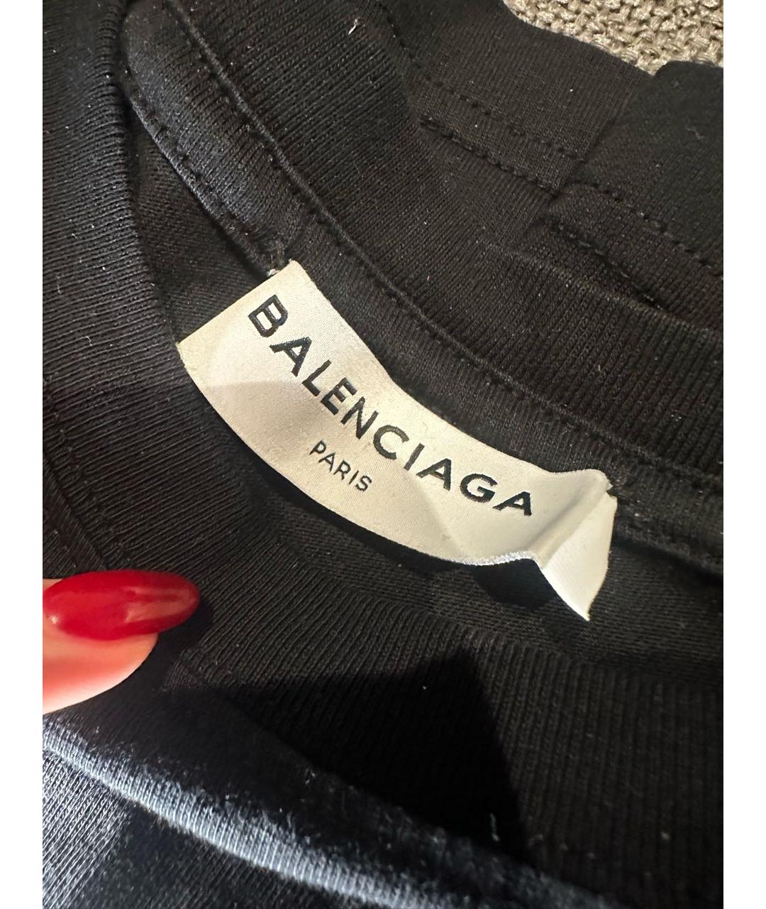 BALENCIAGA Черная хлопковая футболка, фото 5