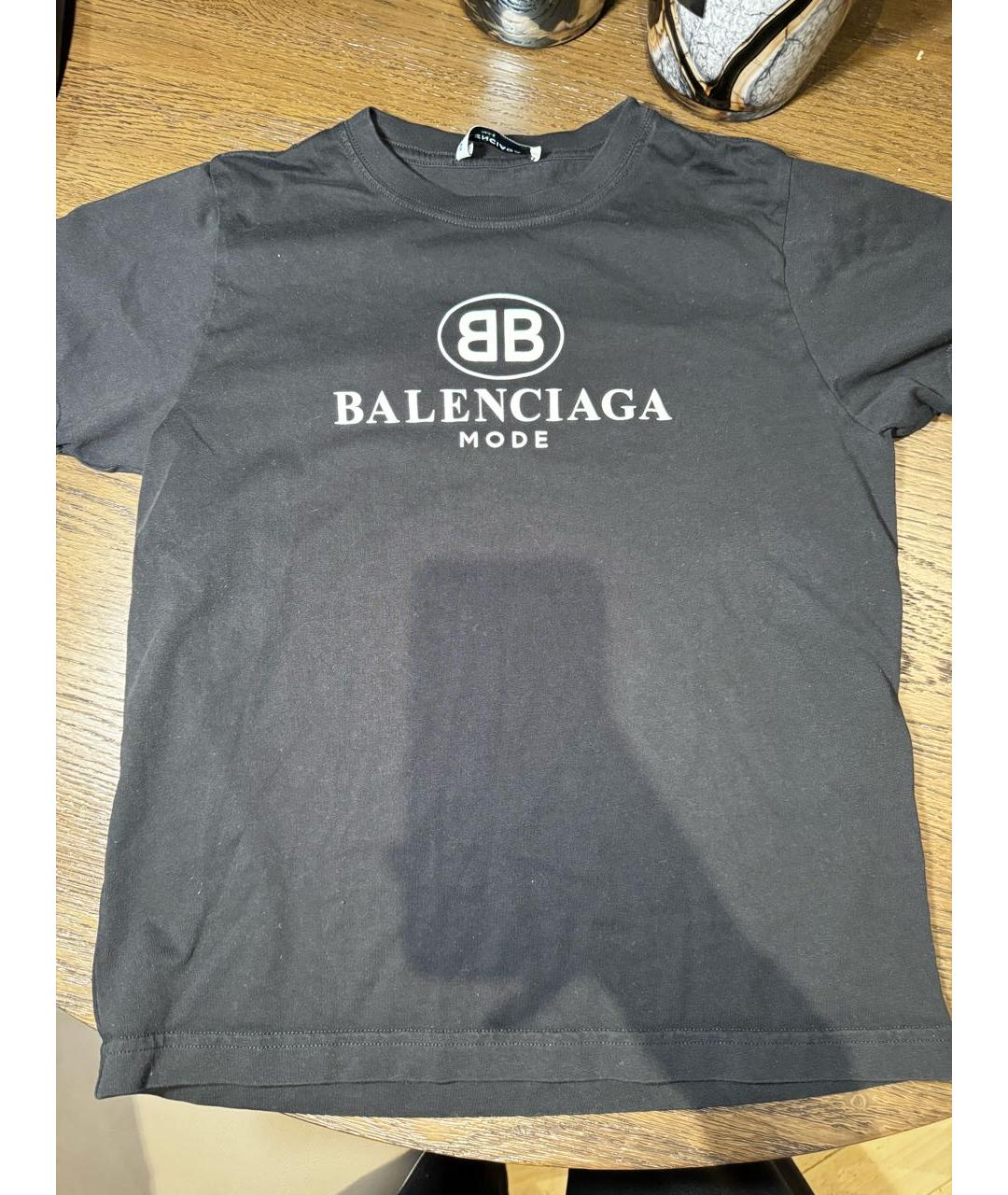 BALENCIAGA Черная хлопковая футболка, фото 2