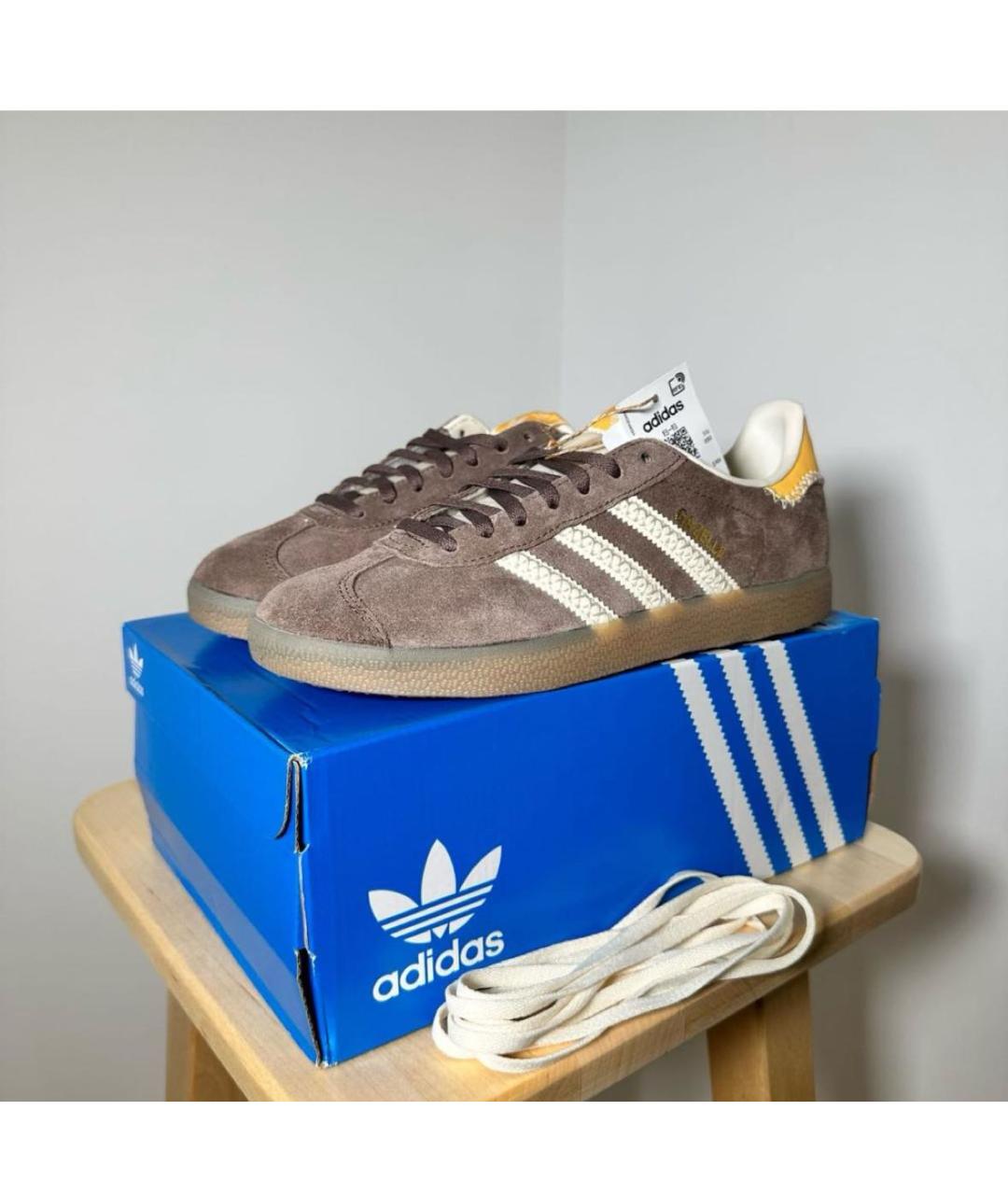 ADIDAS Коричневые замшевые кроссовки, фото 4