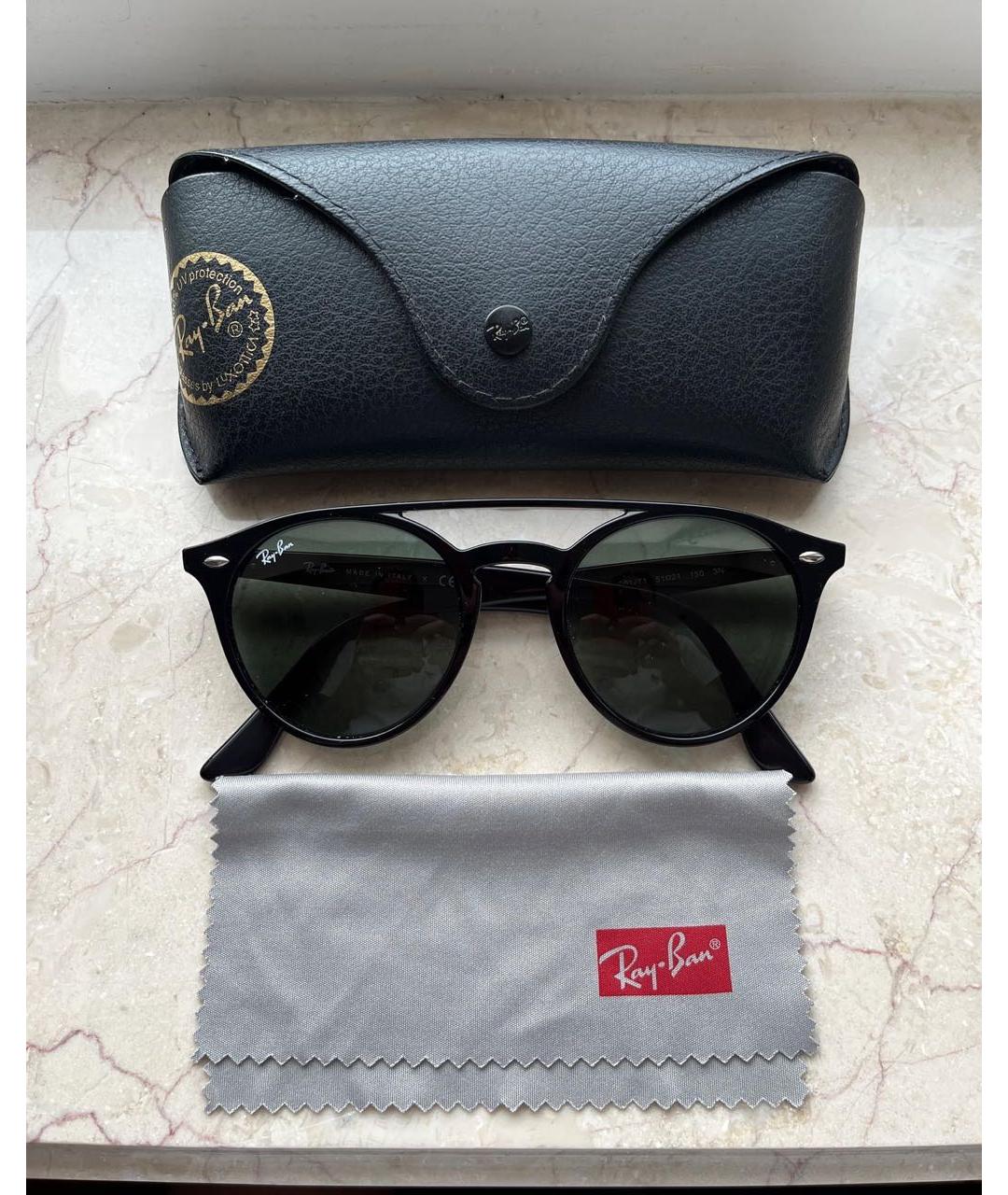 RAY BAN Черные пластиковые солнцезащитные очки, фото 9