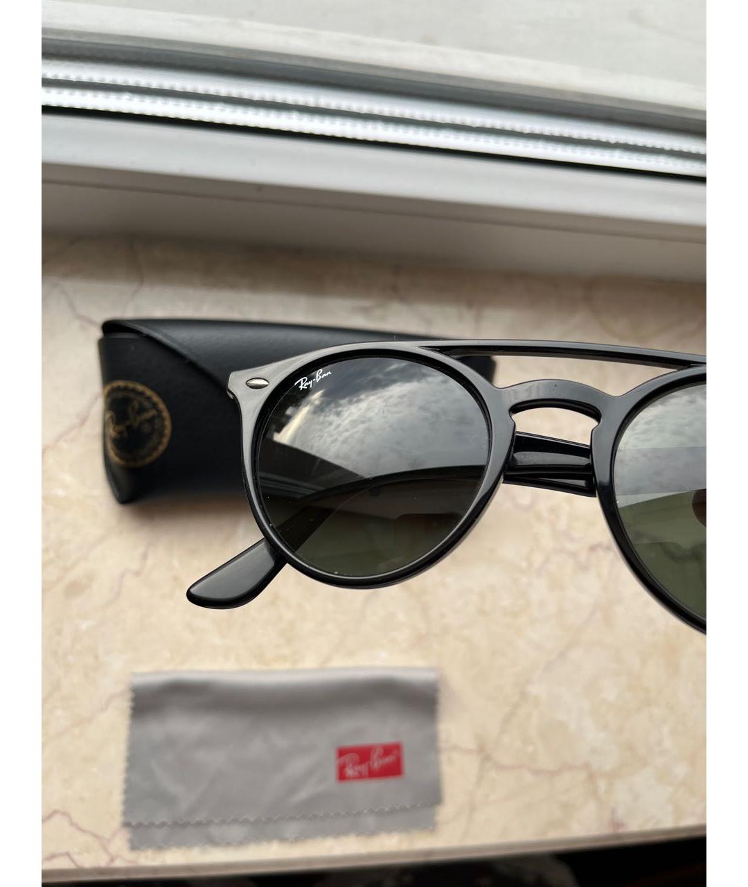 RAY BAN Черные пластиковые солнцезащитные очки, фото 8