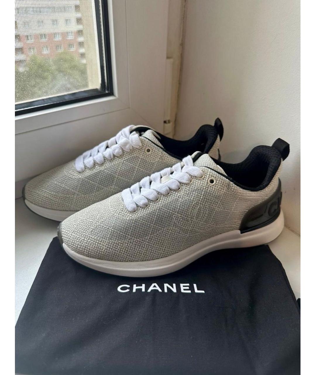 CHANEL Серые текстильные кроссовки, фото 6