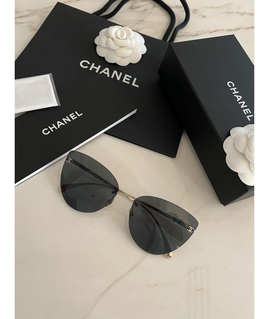 CHANEL Черные металлические солнцезащитные очки, фото 4