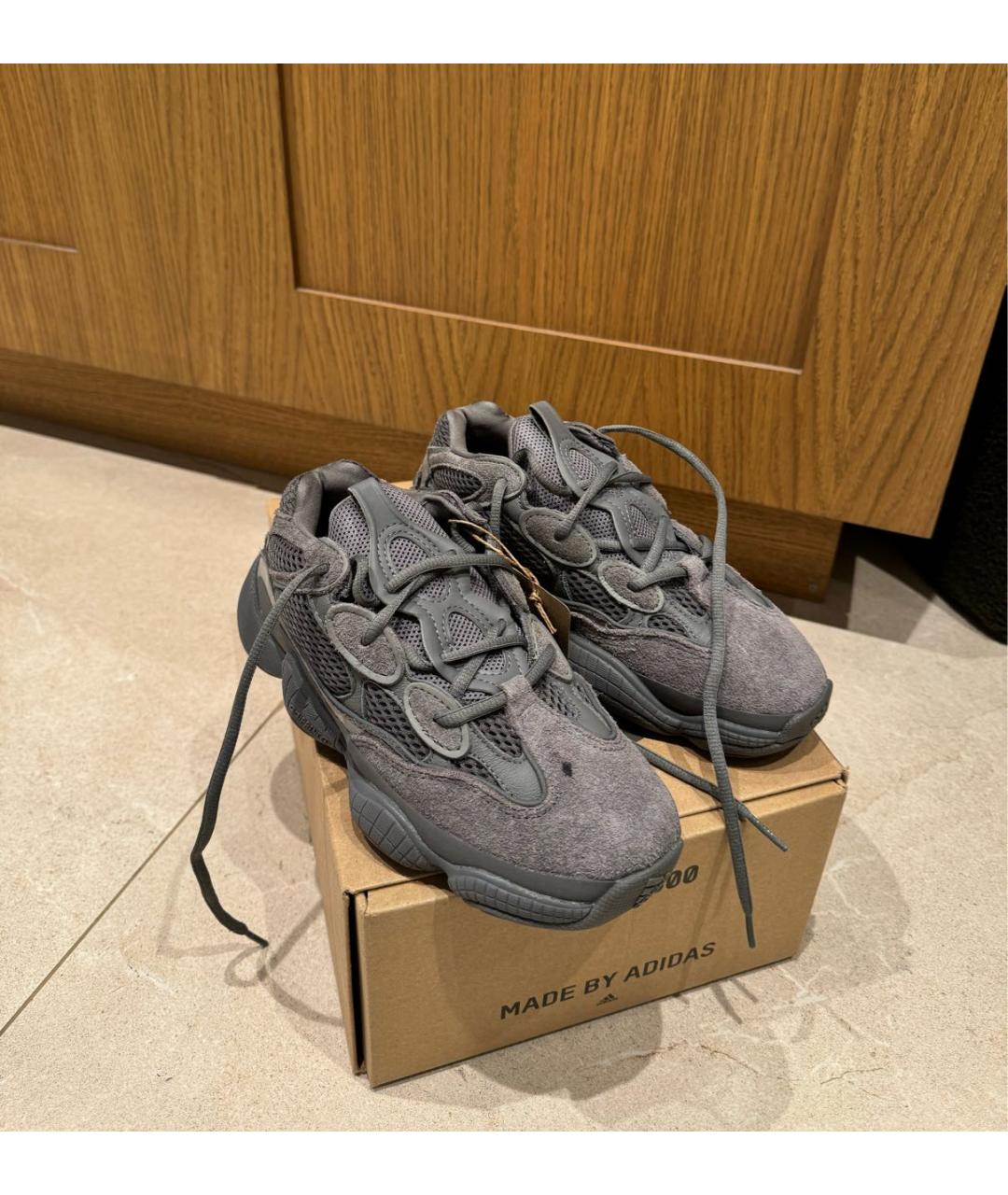 ADIDAS YEEZY Антрацитовые замшевые кроссовки, фото 7