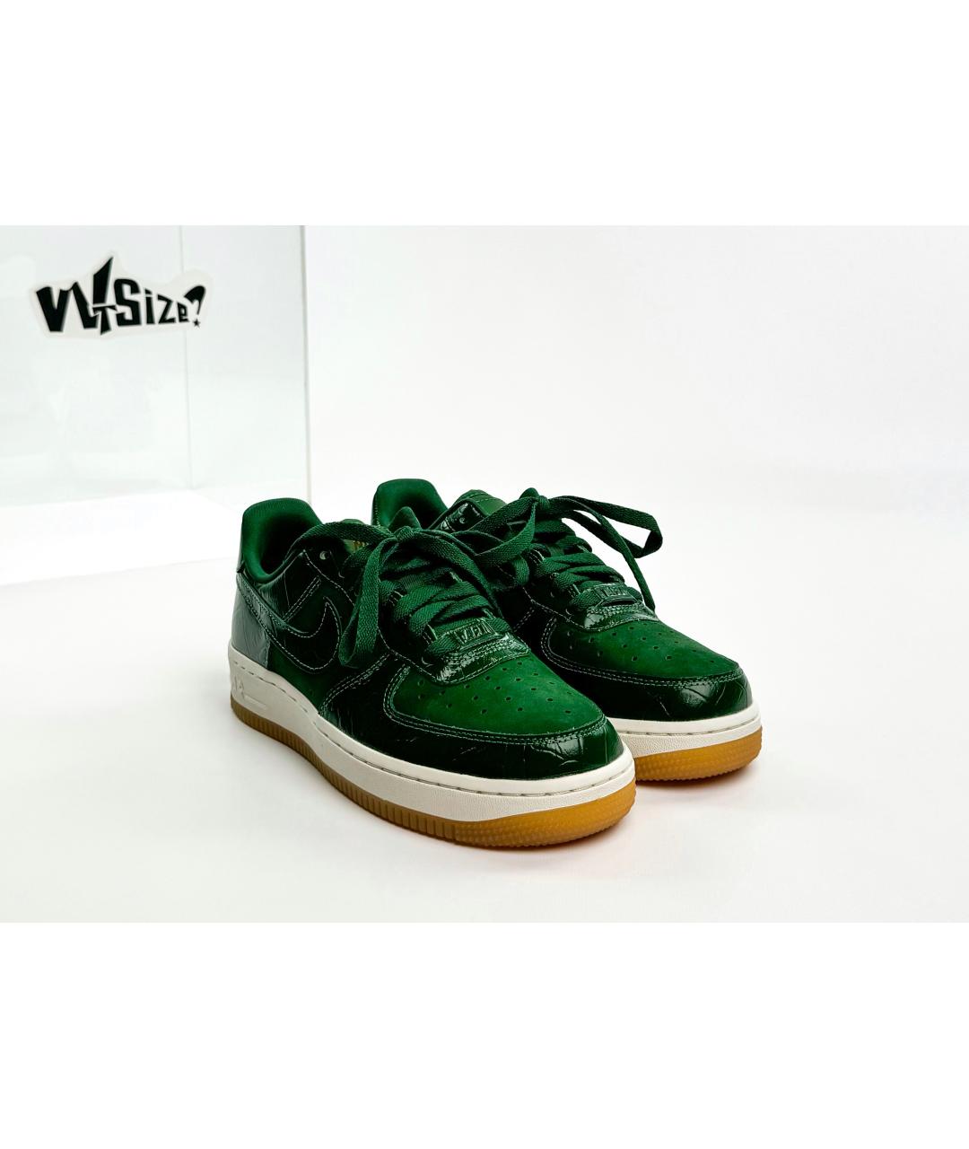 NIKE Зеленые кожаные низкие кроссовки / кеды, фото 5