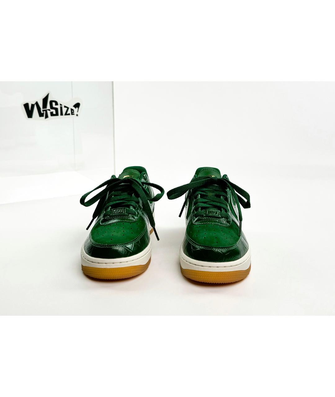 NIKE Зеленые кожаные низкие кроссовки / кеды, фото 2