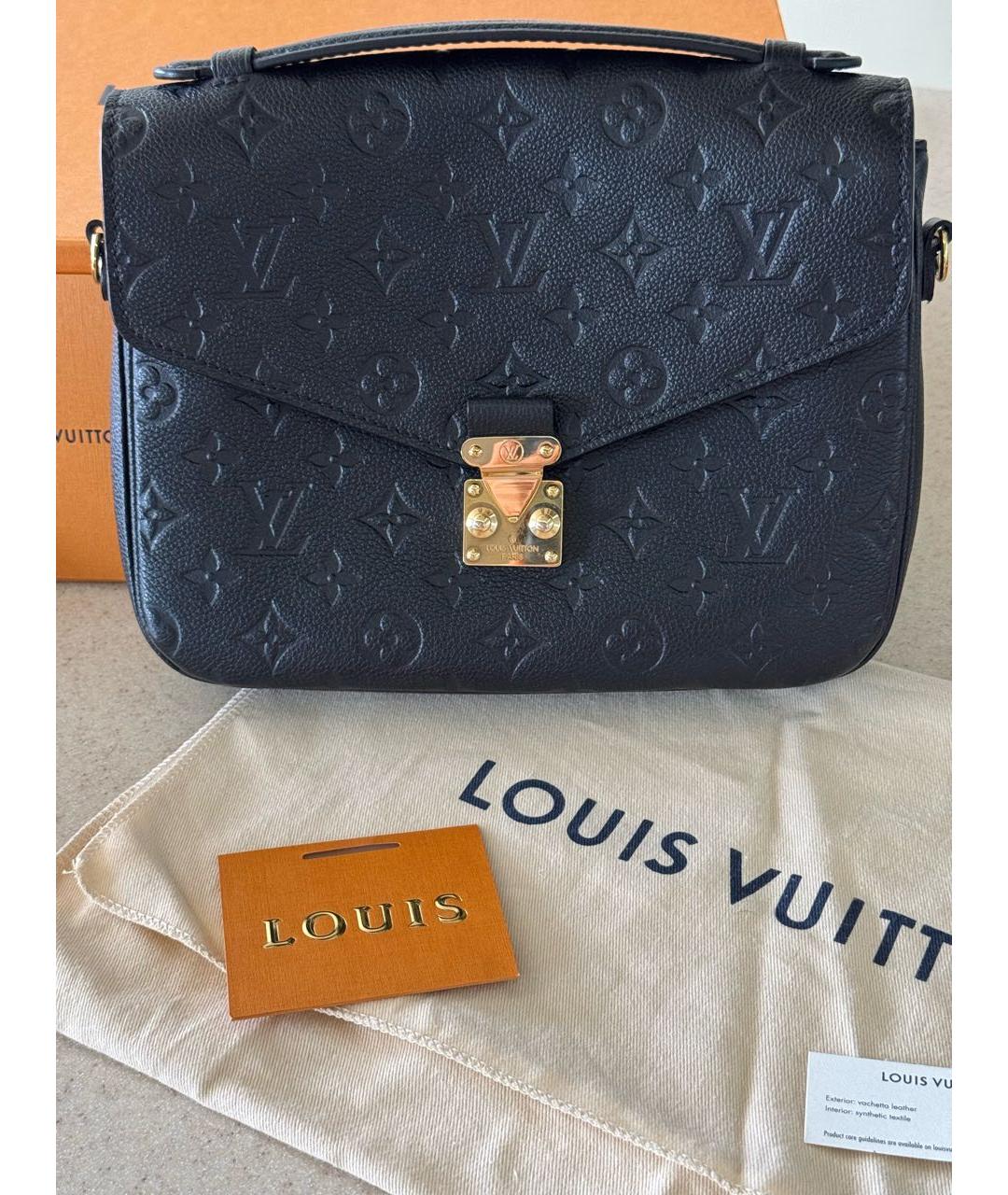 LOUIS VUITTON Черная кожаная сумка через плечо, фото 9