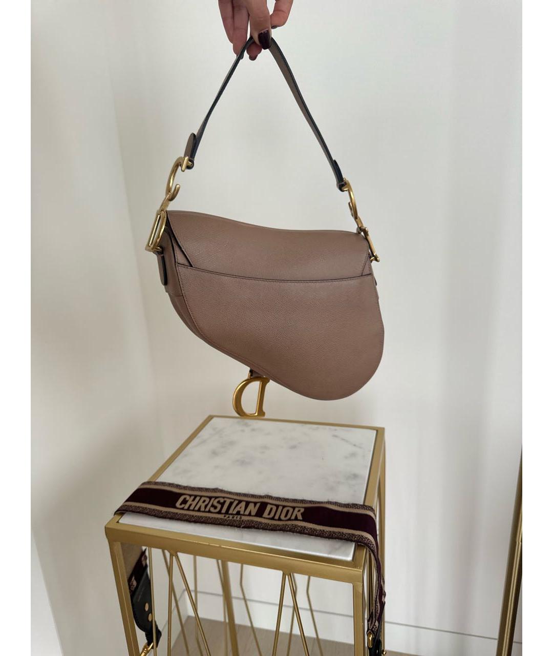CHRISTIAN DIOR Коралловая кожаная сумка через плечо, фото 3