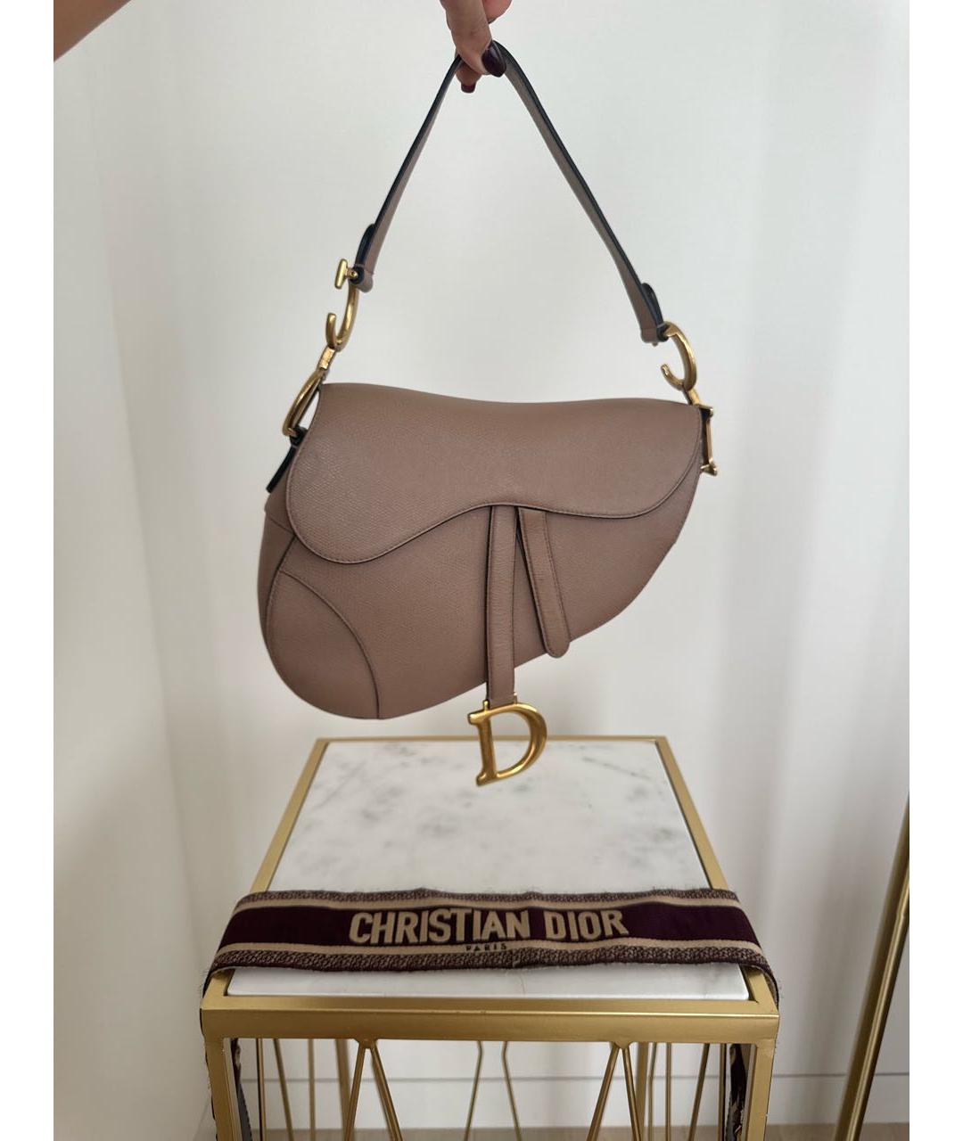 CHRISTIAN DIOR Коралловая кожаная сумка через плечо, фото 6