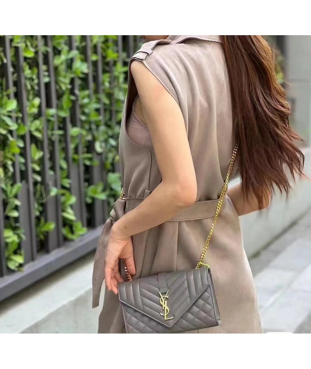 SAINT LAURENT Серая сумка через плечо, фото 5