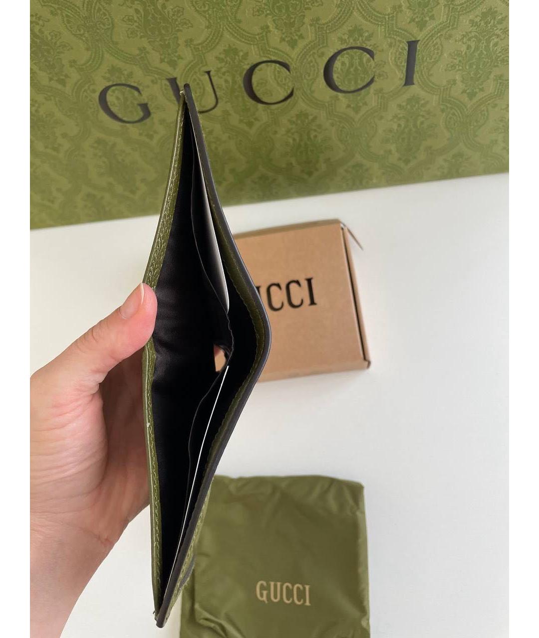 GUCCI Зеленый кожаный кошелек, фото 3