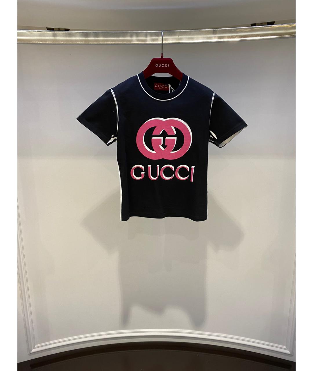 GUCCI Черная хлопковая футболка, фото 2