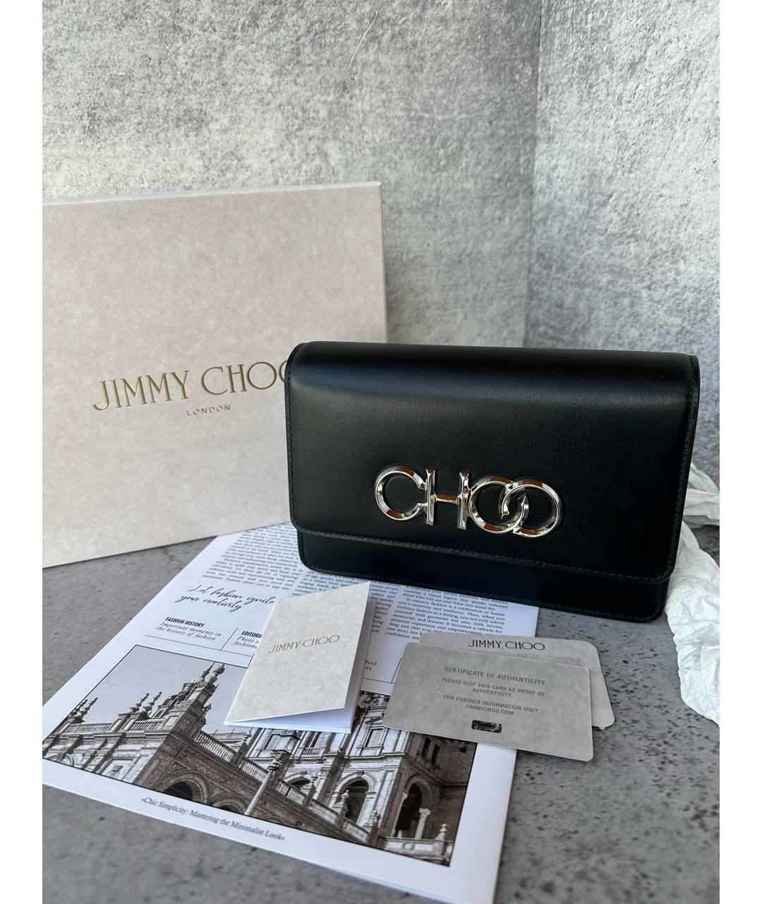 JIMMY CHOO Черная кожаная сумка через плечо, фото 3