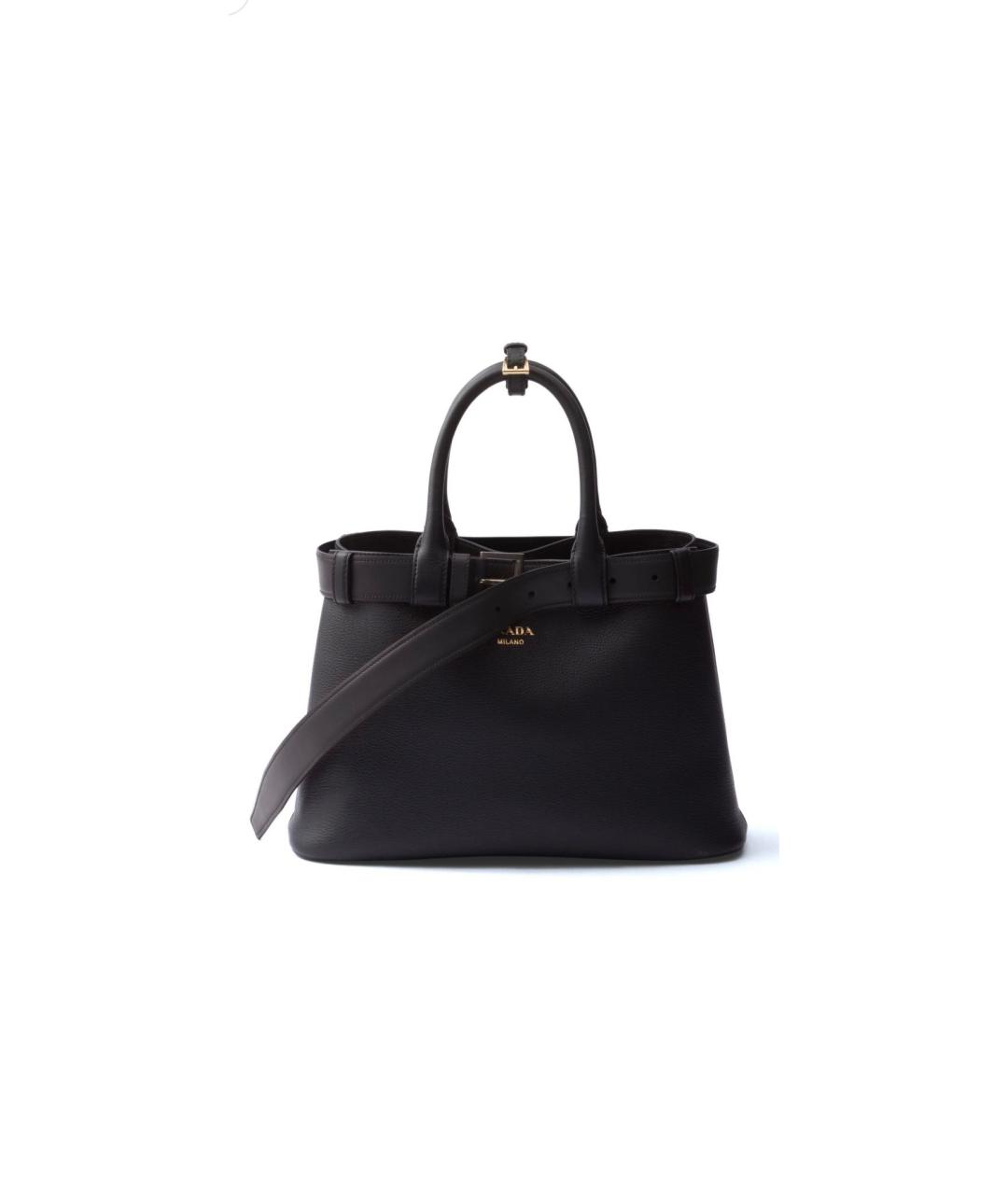 PRADA Черная кожаная сумка тоут, фото 7