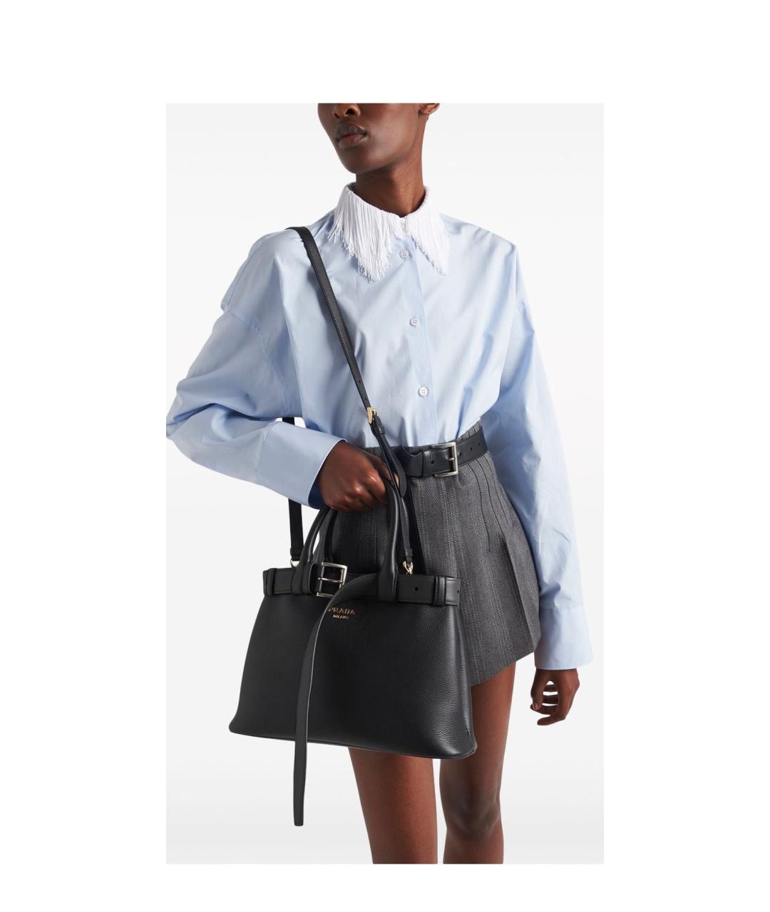 PRADA Черная кожаная сумка тоут, фото 8