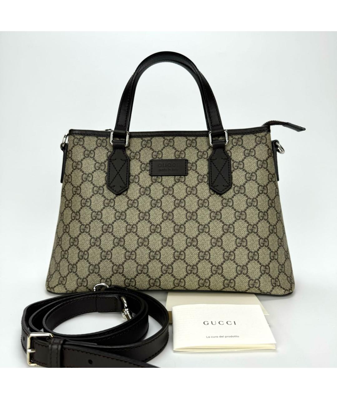 GUCCI Коричневая кожаная сумка с короткими ручками, фото 9