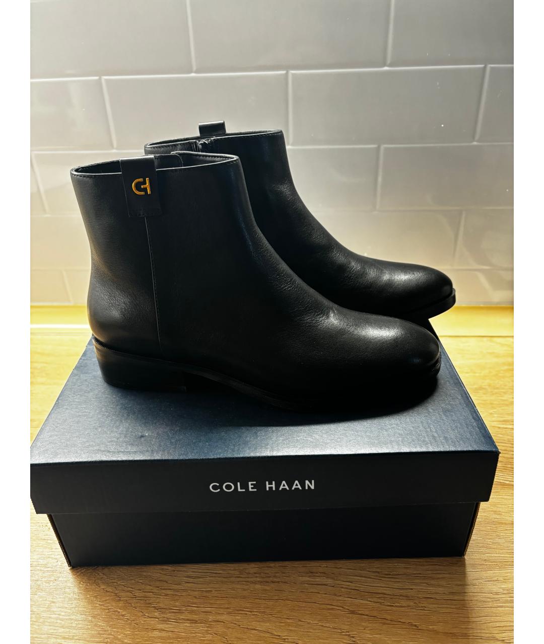 COLE HAAN Черные кожаные полусапоги, фото 5